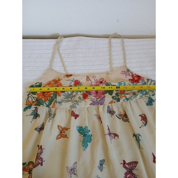Imaginary Voyage Sleeveless Top Tunic Large Spaghetti Strap Flowy Butterfly - Picture 9 of 13